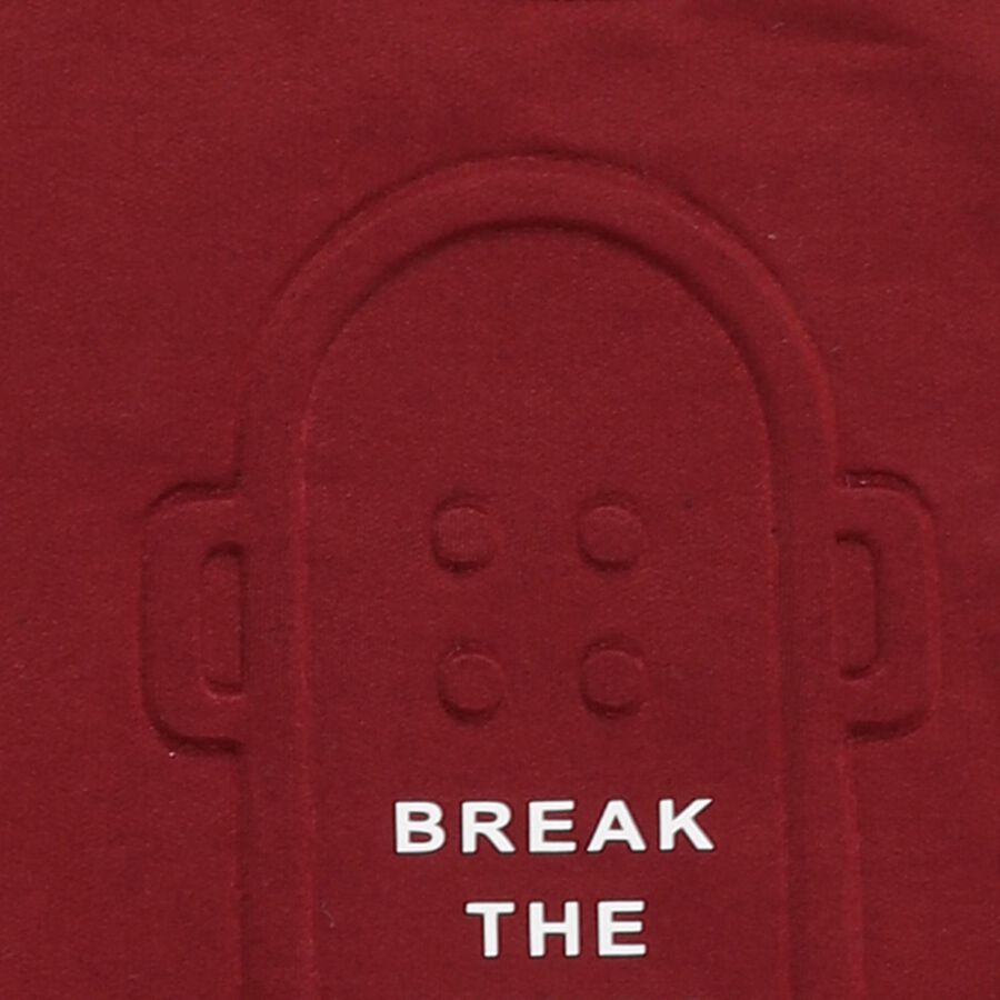 Boys Rich Maroon Crew Neck Casual Sweatshirt, Maroon, large image number null