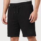 Men's Black Regular Fit Drawstring Bermuda Shorts, काला, small