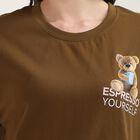 Women's Olive 100% Cotton Round Neck Minimalist T-Shirt, Olive, small