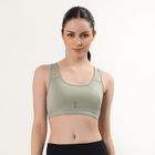 Women's Muted Sage Green Scoop Neck Athleisure Sports Bra, Light Green, small image number null
