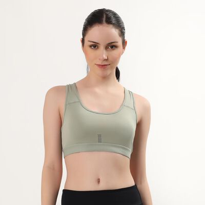 Women's Muted Sage Green Scoop Neck Athleisure Sports Bra