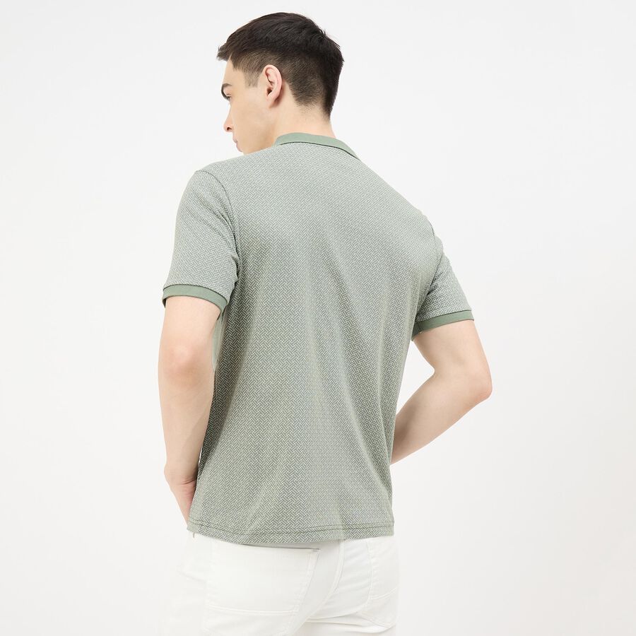 Men's Mint Cotton Polo Neck Preppy T-Shirt, हल्का हरा, large
