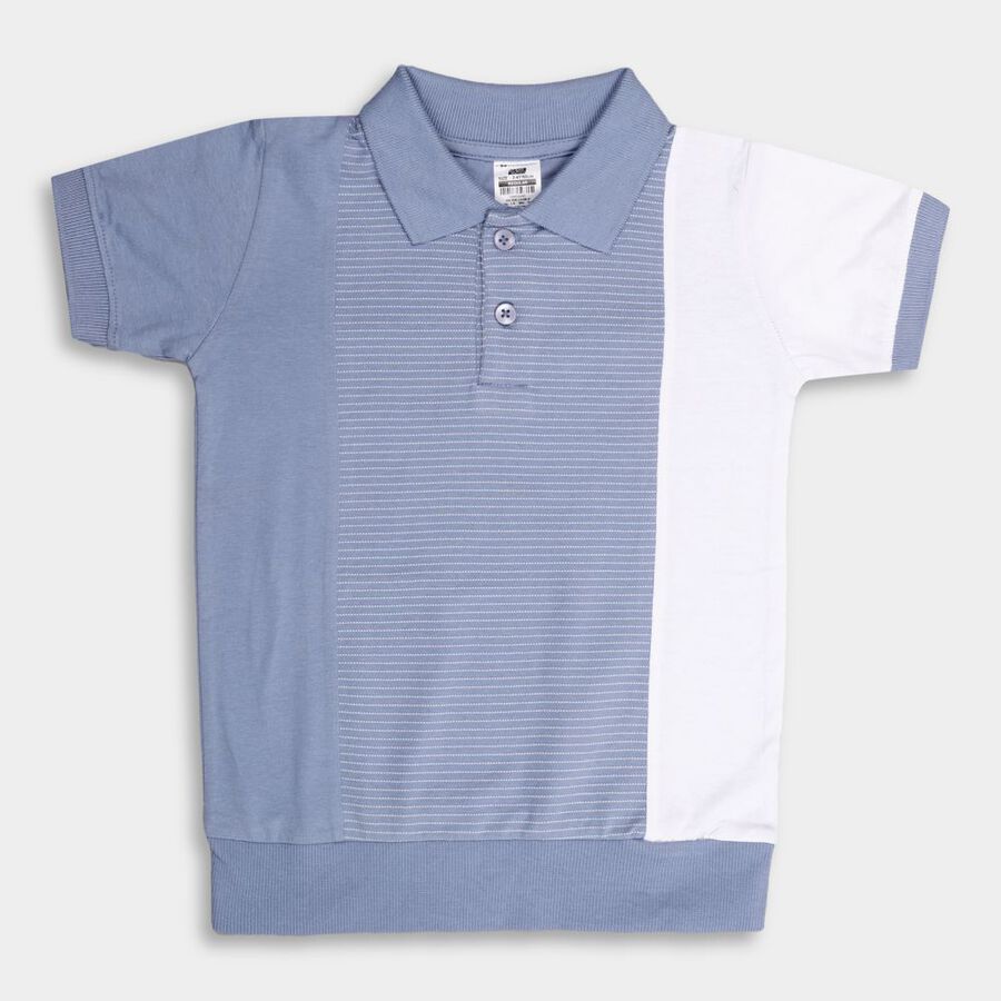 Boys' 100% Cotton Half Sleeves T-Shirt, Light Blue, large image number null