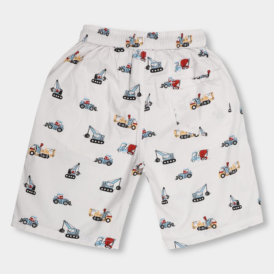 Boys' Bright White Printed Relaxed Fit Jamaican Shorts, White, large image number null