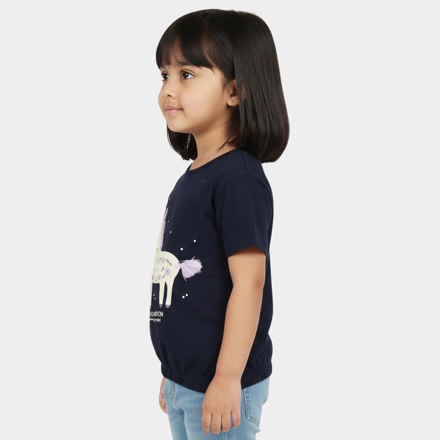 Girls' T-Shirt, Navy Blue, large