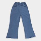 Girls' Stonewashed Blue Flared Fit Raw Edge Jeans, Mid Blue, small image number null