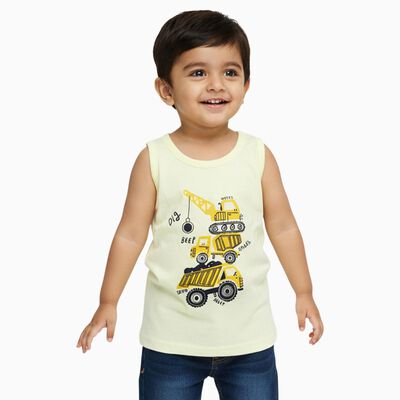 Infants' Soft Yellow Cotton Round Neck Casual Vest
