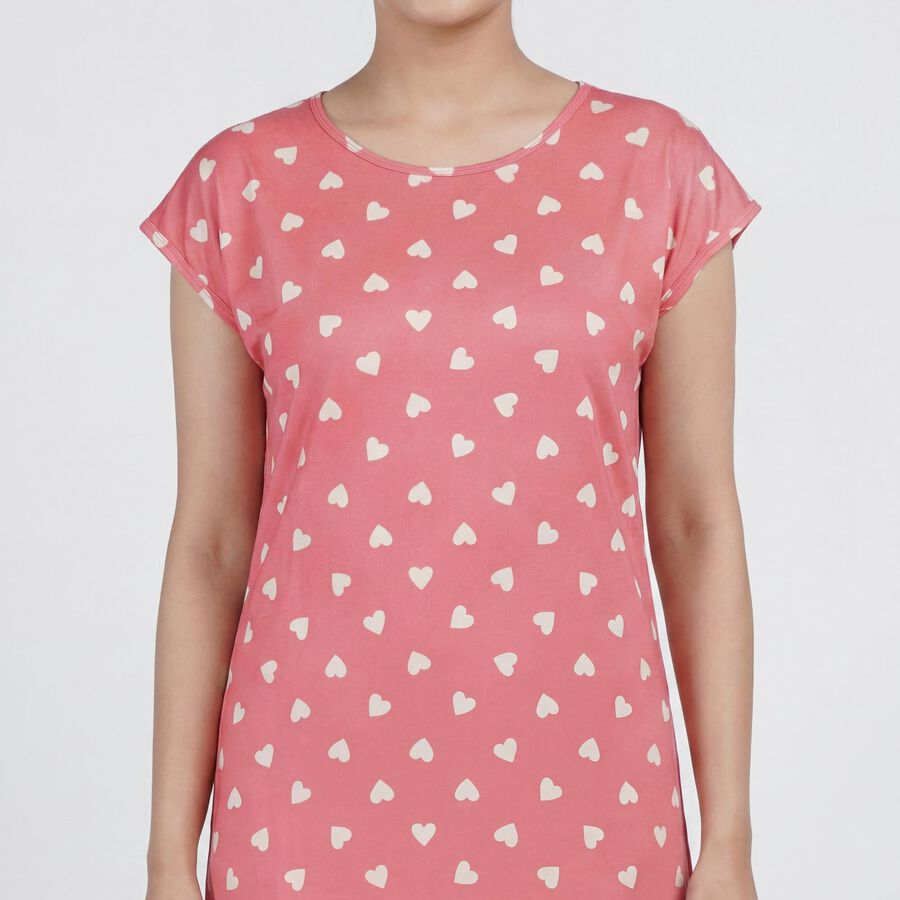 Women's Pink Sleeveless Casual Nighty, Pink, large