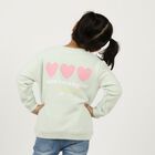 Girls Light Sage Green Crew Neck Casual Sweatshirt, हल्का हरा, small image number null