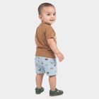Infants' Beige 100% Cotton Round Neck Dinosaur Graphic Print Baba Suit, Beige, small