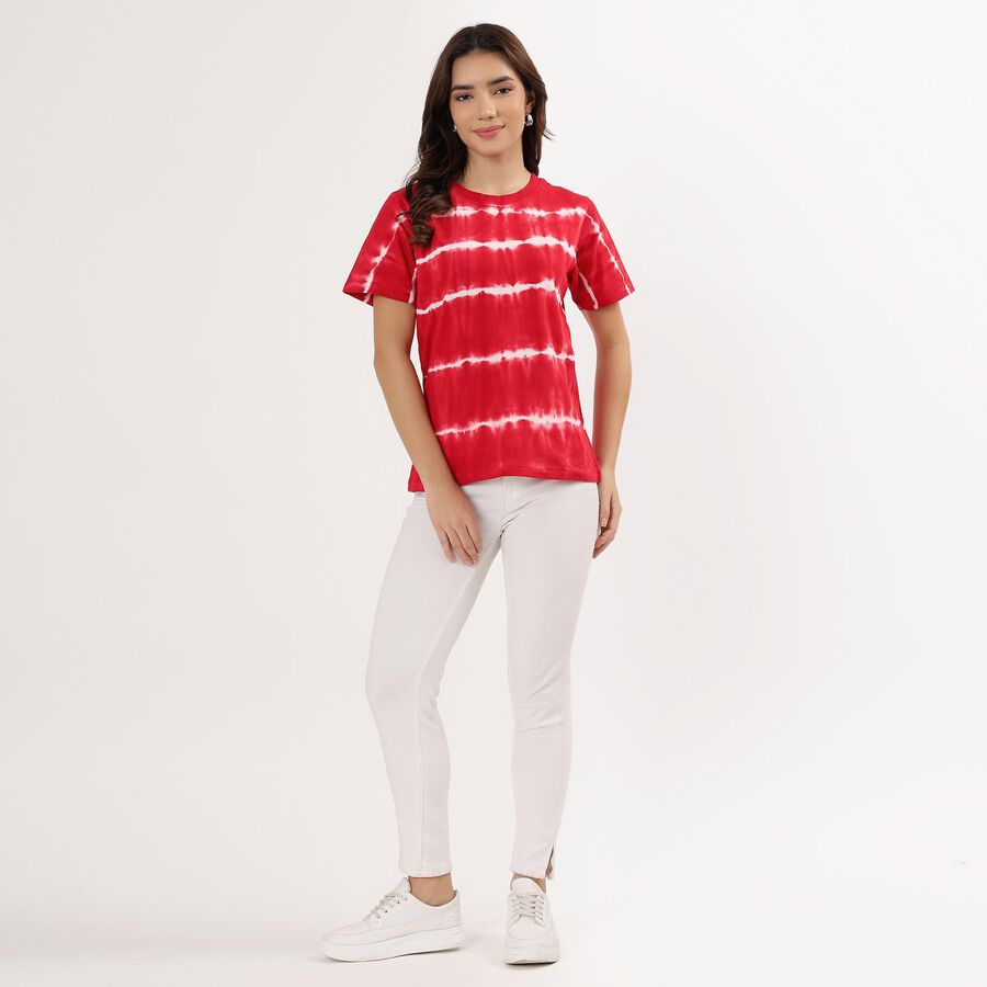 Ladies' 100% Cotton Round Neck T-Shirt , Red, large image number null