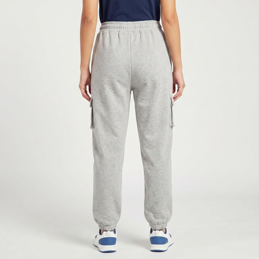 Women's Grey Jogger Fit Cargo Track Pants, मिश्रित हल्का ग्रे, large