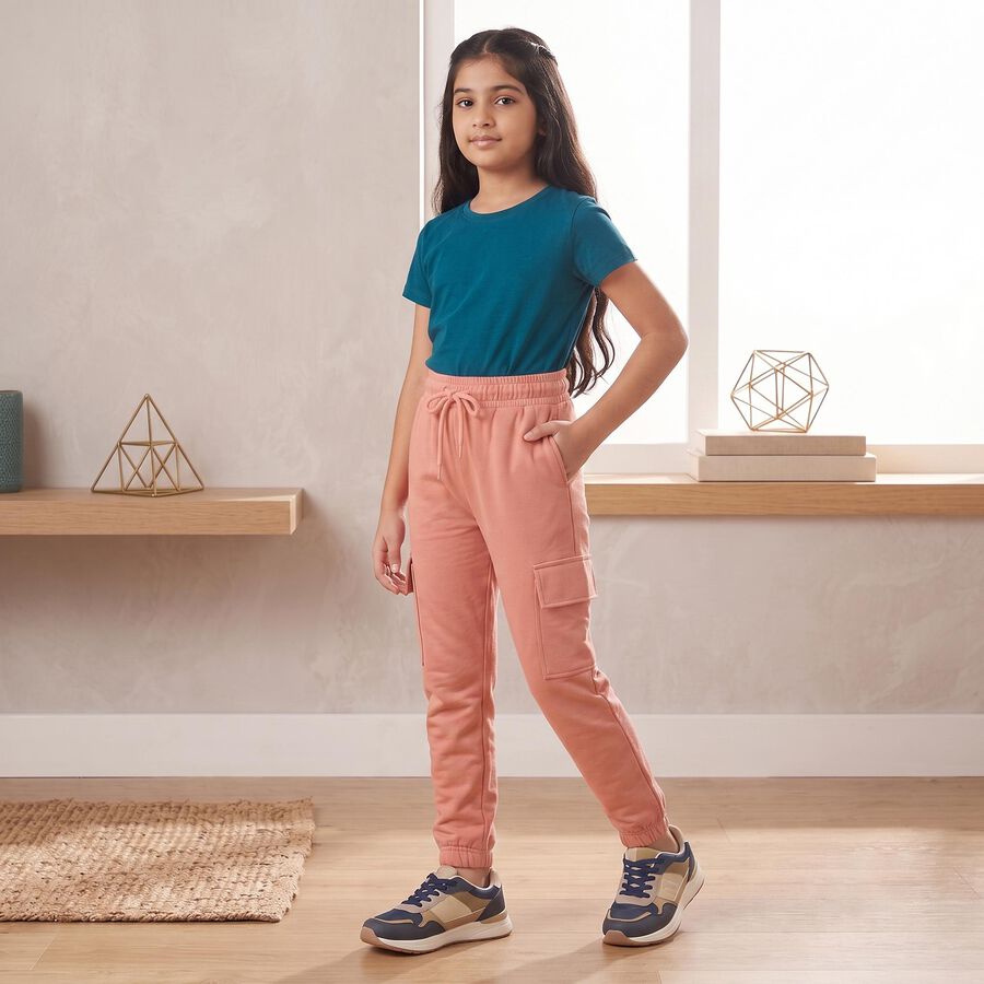 Girls' Pink Jogger Fit Cargo Pocket Pyjama, Pink, large
