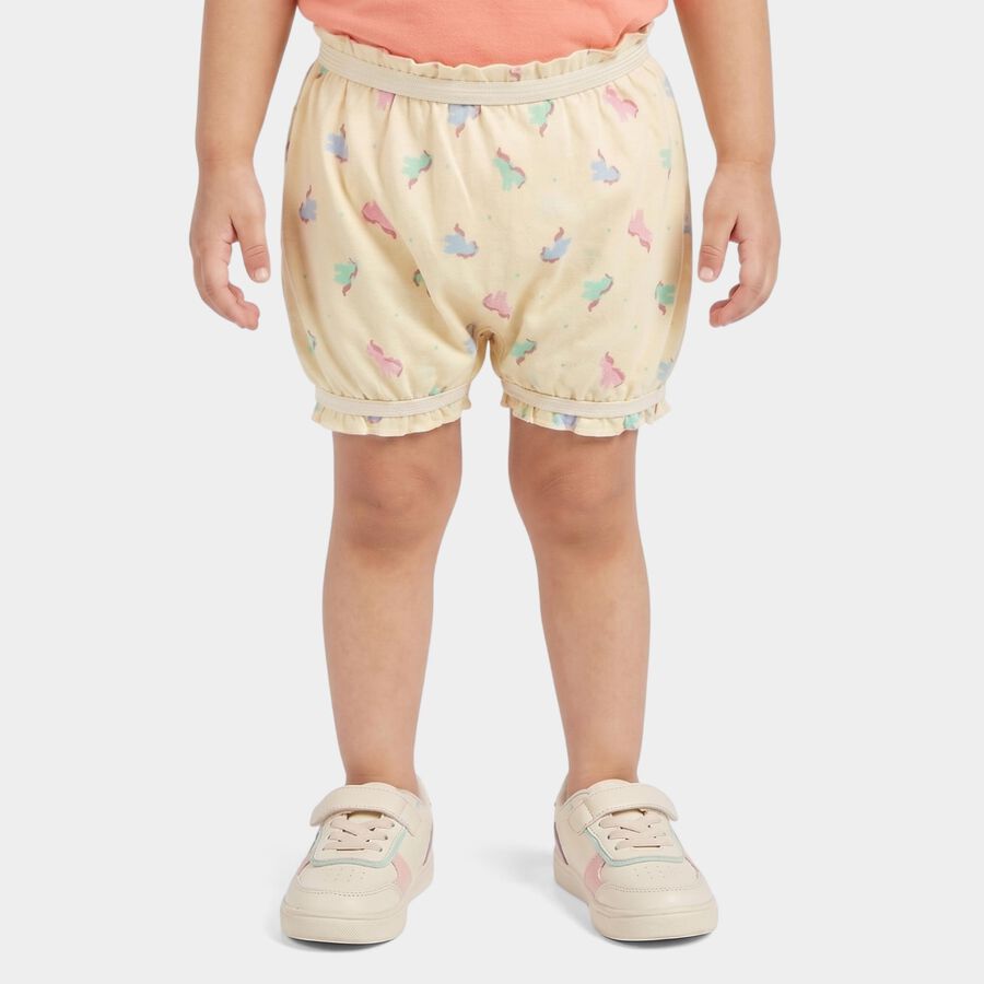 Girls' Yellow Regular Fit Printed Bloomer, पीला, large