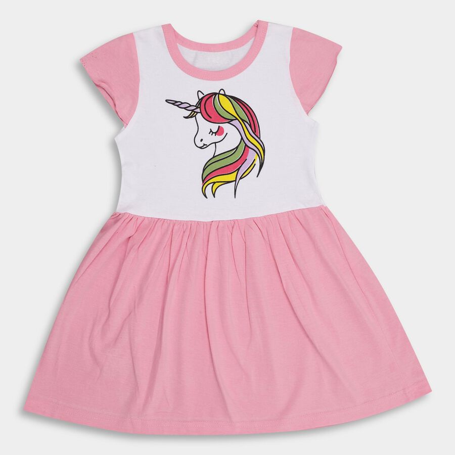 Girls' 100% Cotton Frock , Pink, large image number null