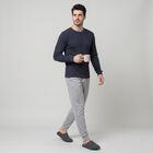 Men's Navy Blue Long Sleeve Thermal, मध्यम नीला, small