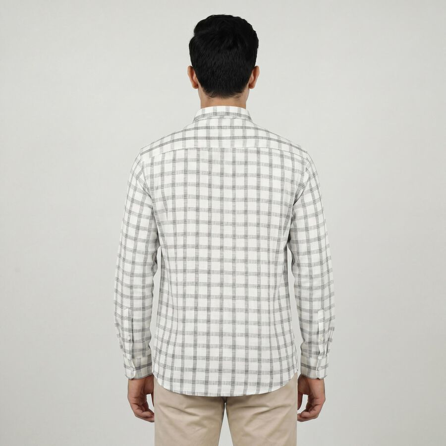 Men's White Cotton Classic Collar Casual Shirt, Off White, large