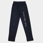 Boys' Navy Blue Straight Fit Graphic Printed Cotton Blend Pyjama, Mid Blue, small
