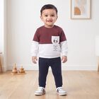 Infant's Purple and White Cotton Crew Neck Pullover Sweatshirt, बैंगनी, small
