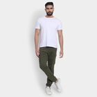Men's Slim Fit Casual Trousers, गहरा हरा, small