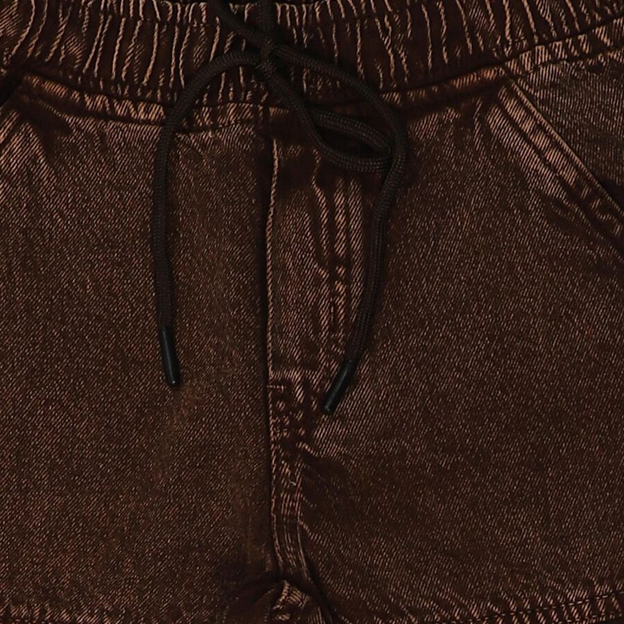 Boys Brown Jogger Fit Washed Cargo Jeans, Brown, large