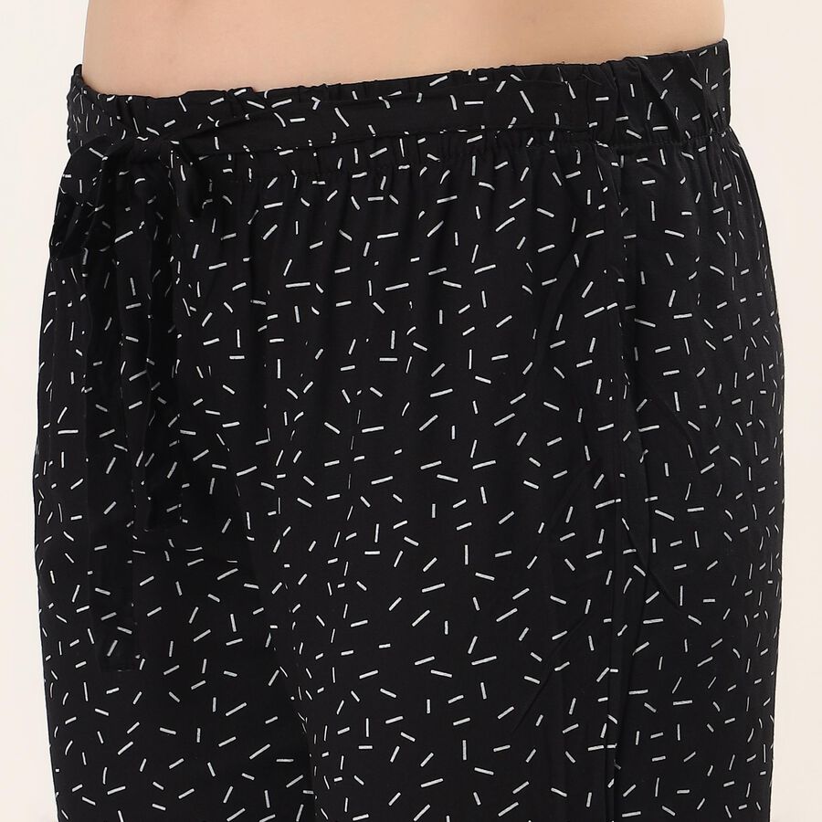 Women's Black Regular Fit Elasticated Waist Capri, काला, large