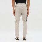Men's Muted Beige Slim Fit Cargo Joggers, Silver, small image number null