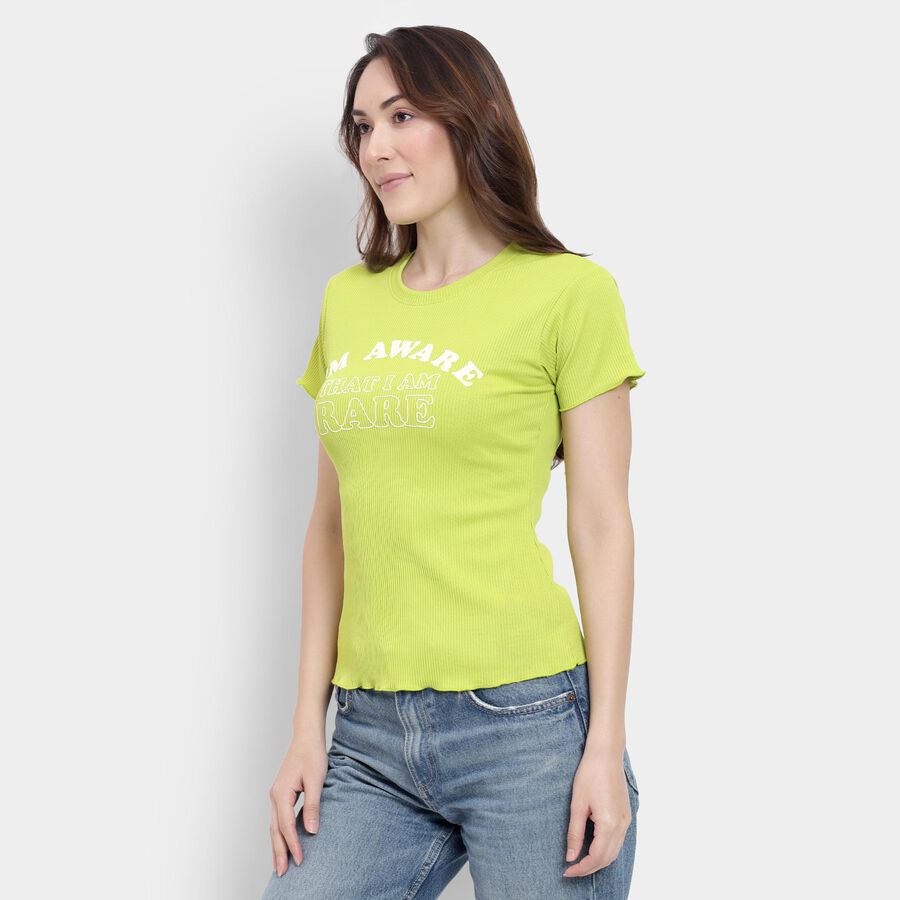 Ladies' Round Neck T-Shirt, Neon Green, large
