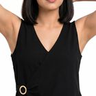 Women's Black V-Neck Wrap Top, Black, small