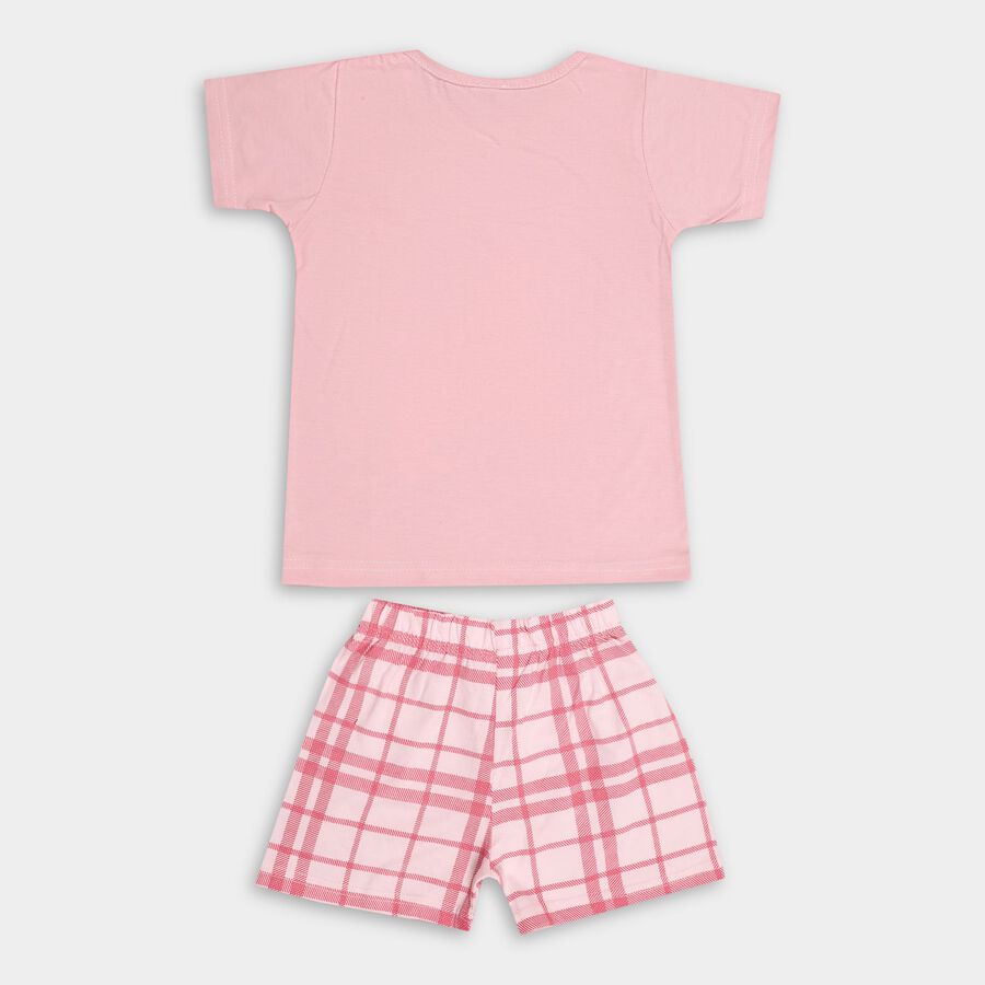 Girl's Night Suit, हल्का गुलाबी, large image number null