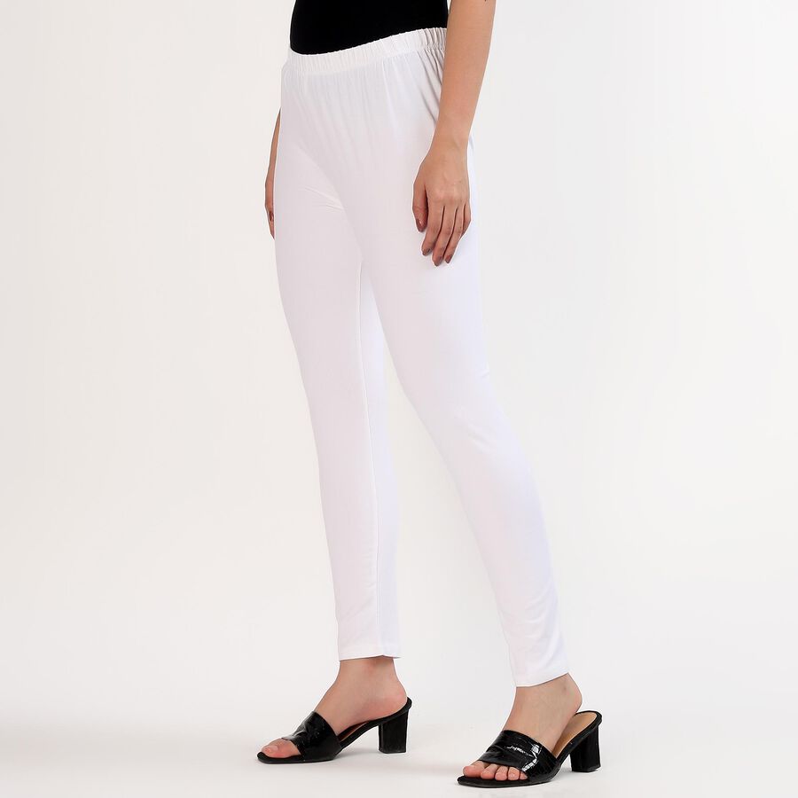 Women's Bright White Cotton Blend Comfortable Churidar, सफ़ेद, large image number null