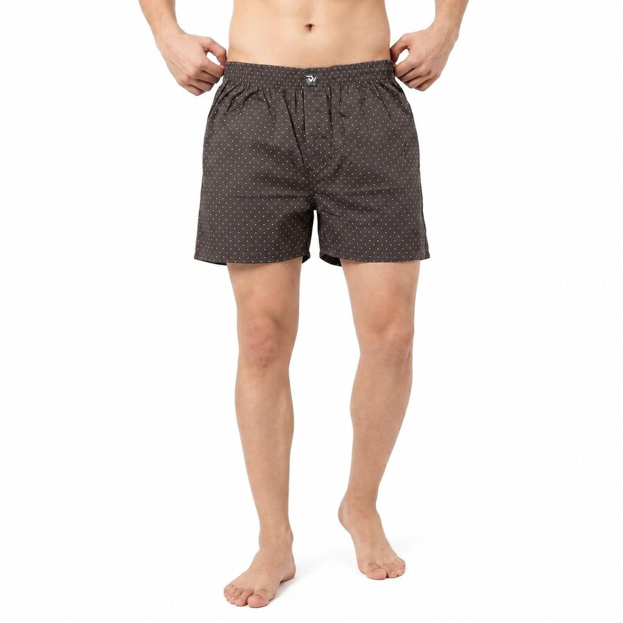 Men's Grey Relaxed Fit Micro Dot Printed Boxers, Dark Grey, large