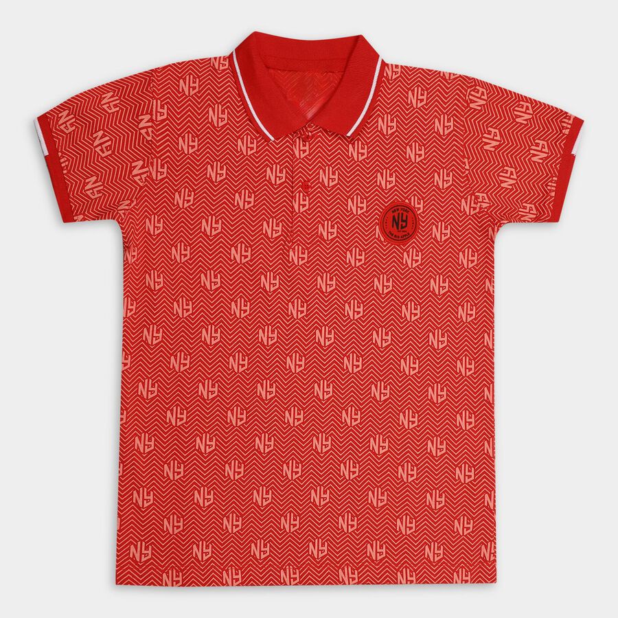 Boys' Half Sleeves T-Shirt , लाल, large image number null