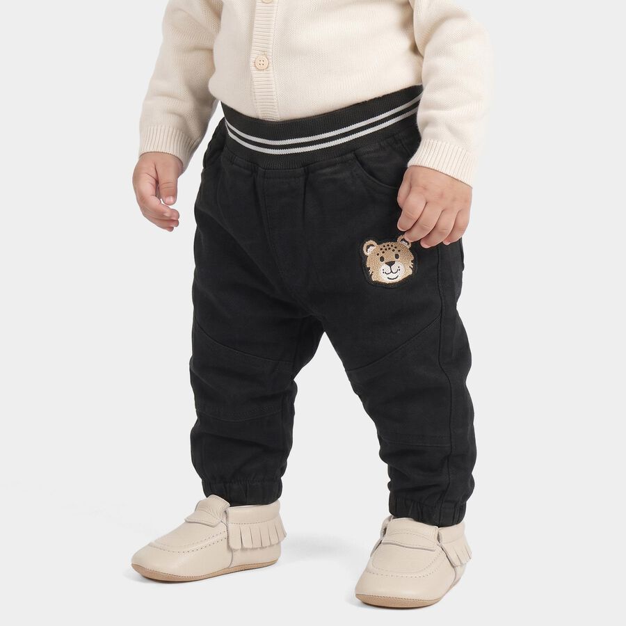 Infants' Black Regular Fit Jogger Trousers, काला, large