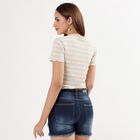 Women's Pastel Yellow Round Neck Casual Crop T-Shirt, Yellow, small image number null