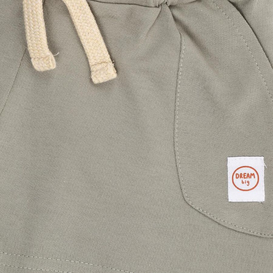 Infants' Olive Cotton Round Neck Geometric Baba Suit, Olive, large