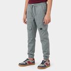 Boys Mid Blue Regular Fit Cargo Trousers, मध्यम नीला, small