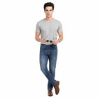 Men's Navy Blue Slim Fit Stretchable Jeans, Dark Blue, small