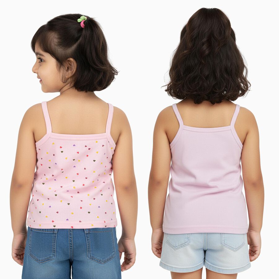 Girls' Pastel Pink Cotton Square Neck Casual Vest, लाइलेक, large image number null