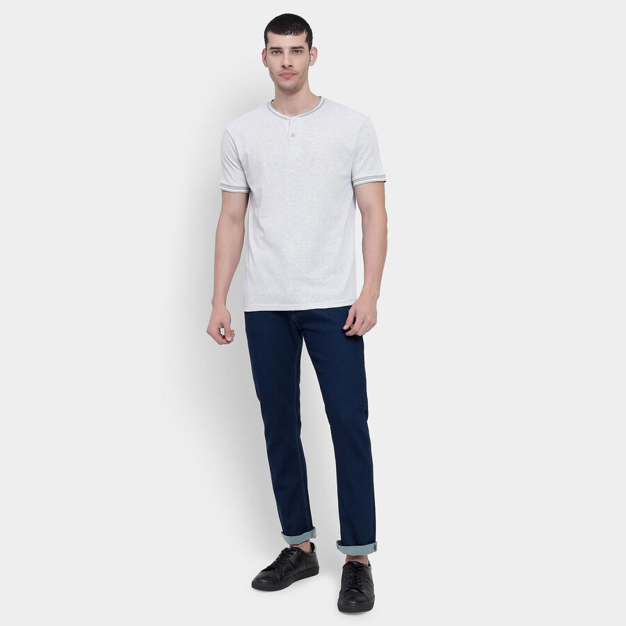 Men's Light Grey Henley Neck T-Shirt, Light Grey, large image number null