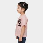 Girls' Pink Cotton Round Neck Minnie Mouse Printed T-Shirt, हल्का गुलाबी, small