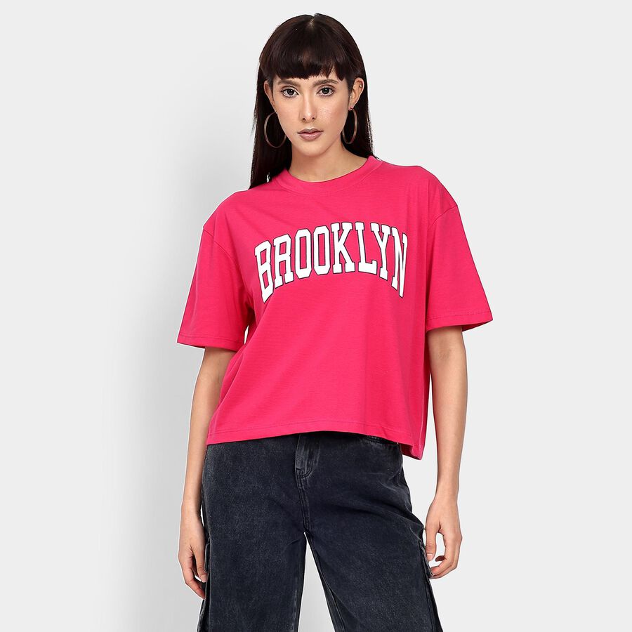 Ladies' Round Neck T-Shirt , रानी (फ्यूशिया), large image number null