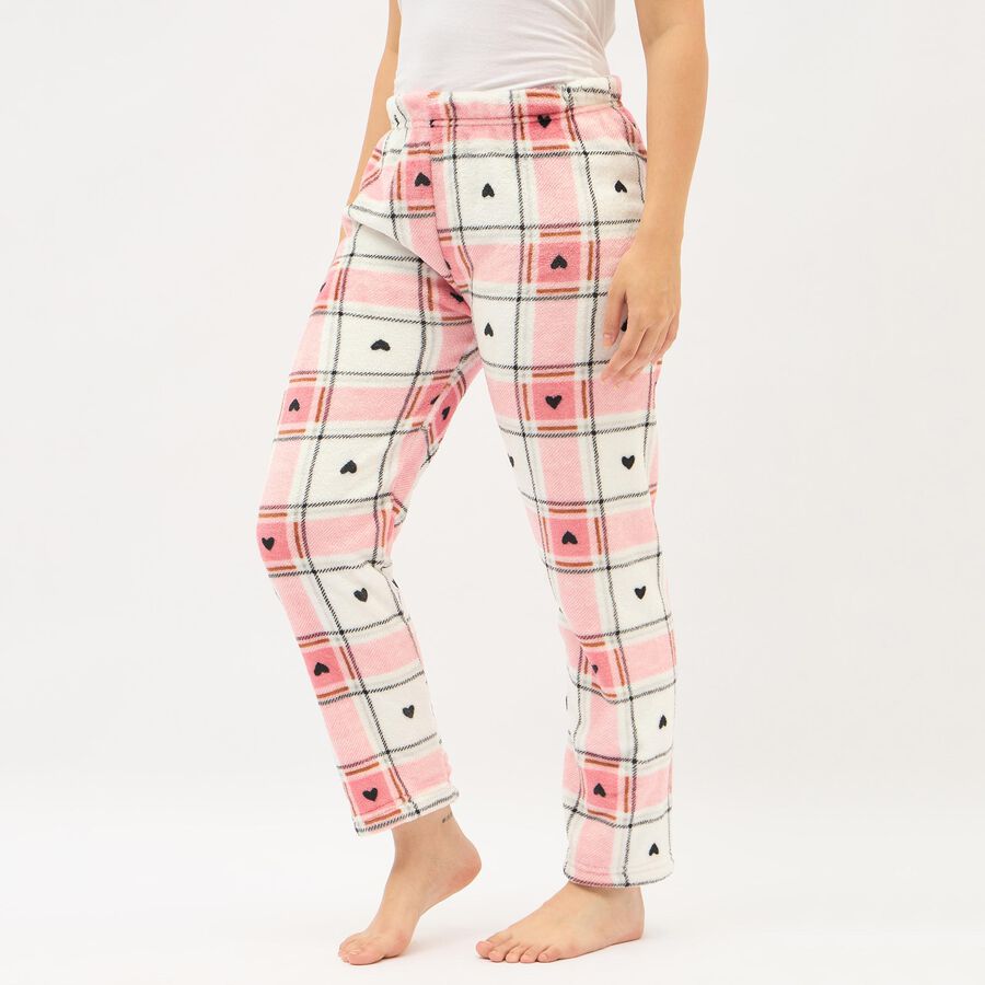 Gold Foil Women's Soft Pink Checkered Heart Print Lounge Pyjama ...