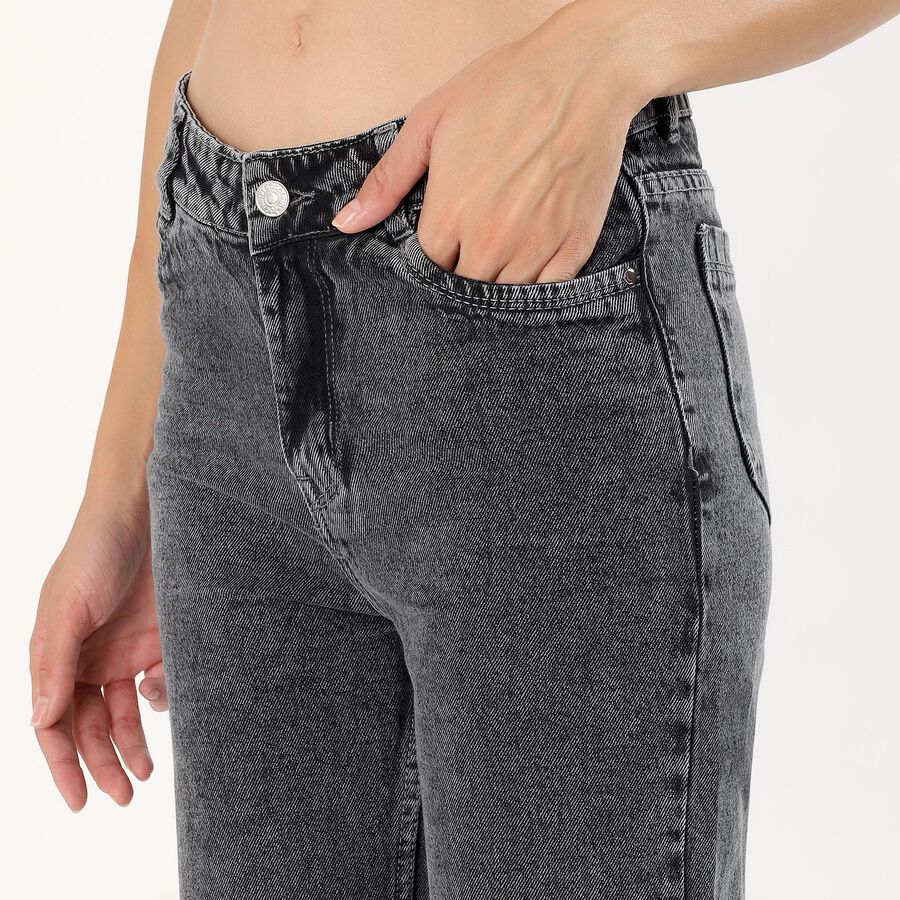 Women's Faded Black Straight Fit Jeans, Dark Grey, large image number null