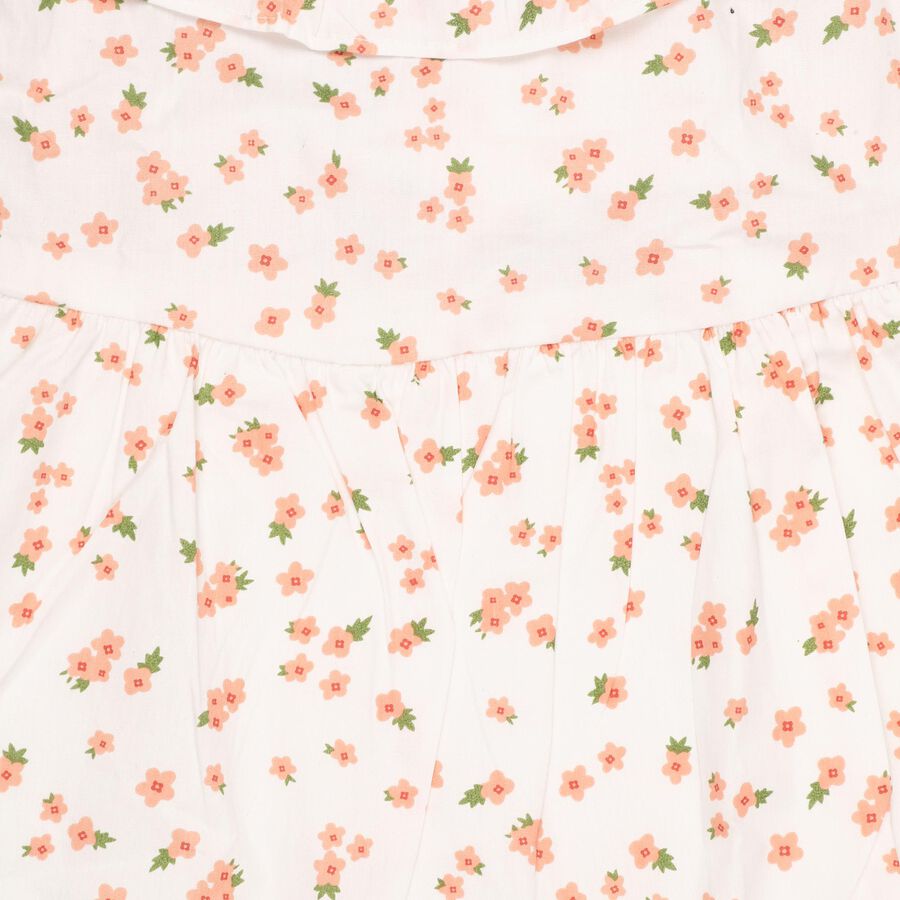 Girls' 100% Cotton Frock , Off White, large image number null