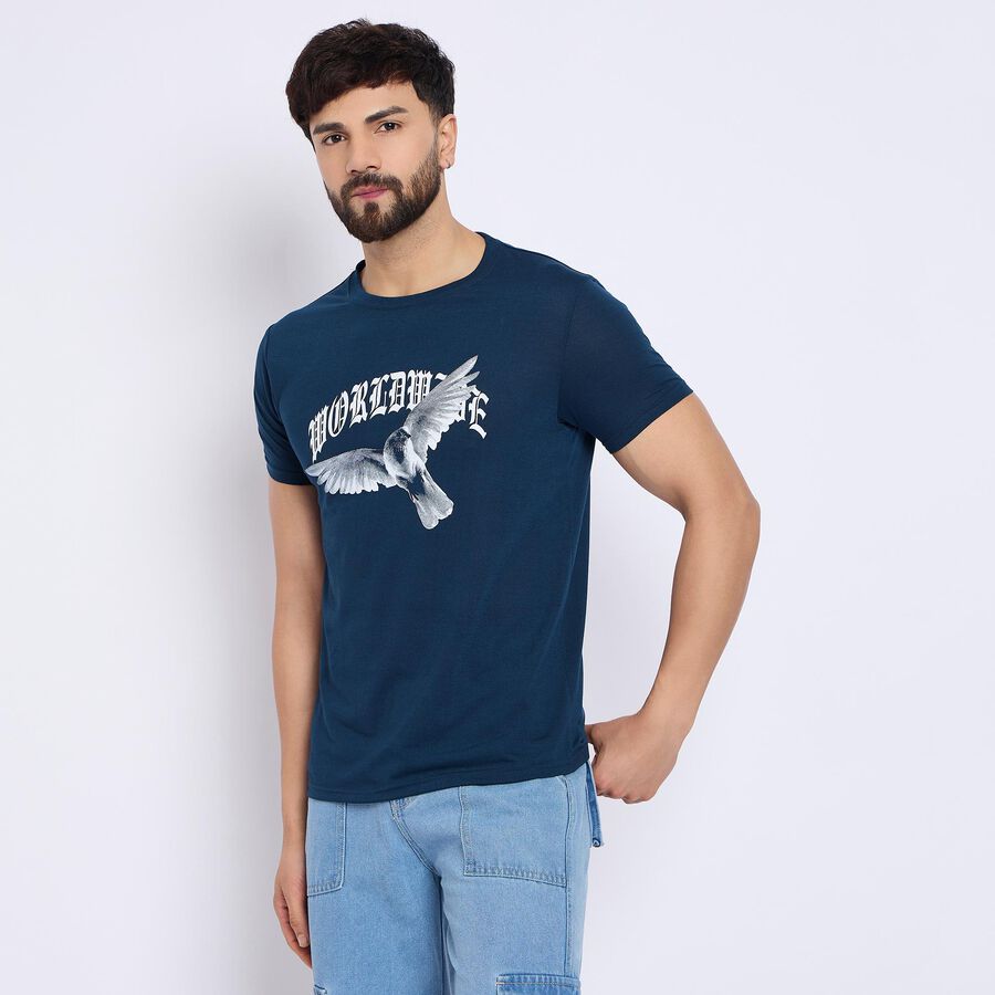 Men's Round Neck Half Sleeves T-Shirt , Dark Blue, large image number null