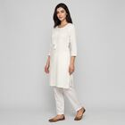Women's White Straight Kurta, सफ़ेद, small