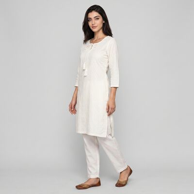 Women's White Straight Kurta