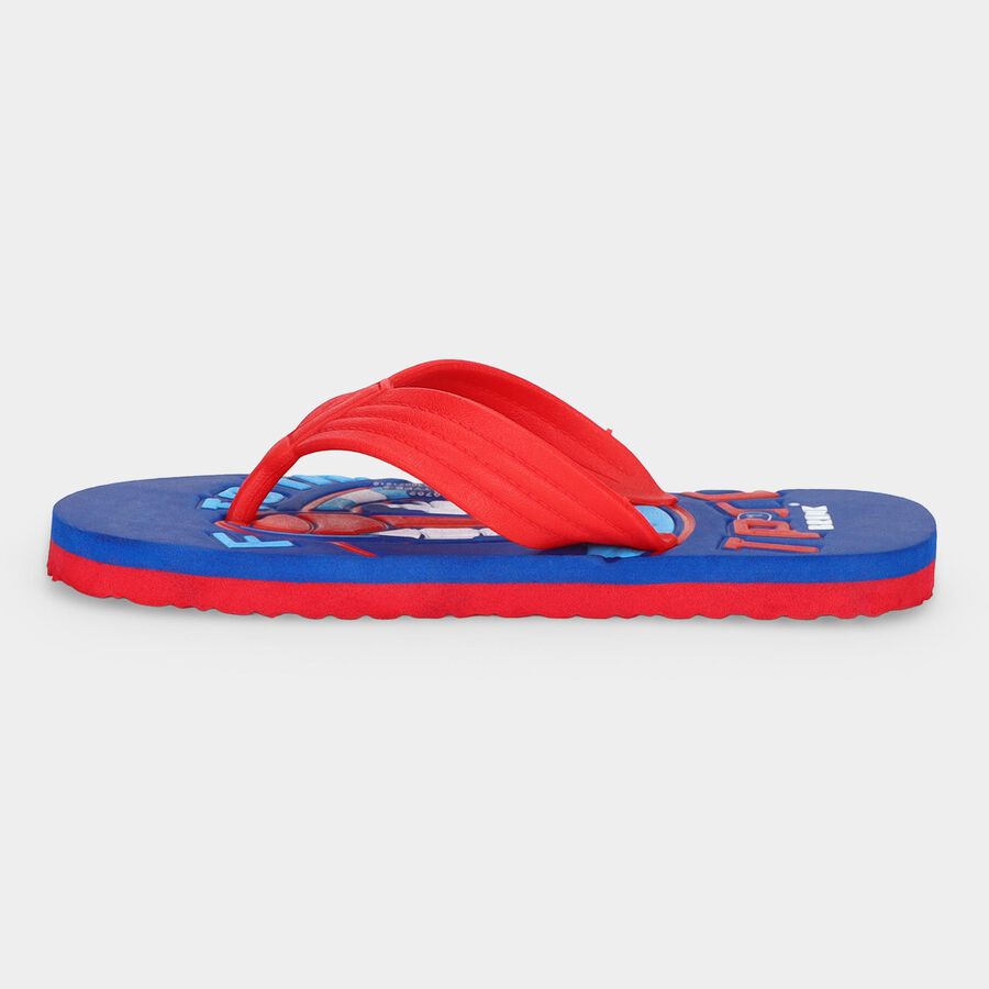Kids Blue Graphic Flip-Flop Slippers, नीला, large