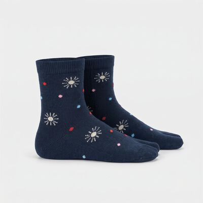 Women's Navy Blue Regular Fit Printed Pack of 1 Socks